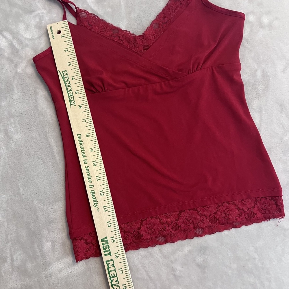 Vintage Y2K Babydoll Top Womens Small Red Cami Lace Trim Coquette Layering - Picture 6 of 9